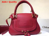 Chloe Marcie Double Carry Bag in Red Small Grain Calfskin Replica