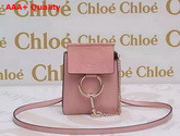 Chloe Mini Faye Bag Pink Suede Leather with Smooth Calf Leather Replica