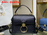 Chloe Mini Tess Day Bag in Grained and Shiny Calfskin Black Replica