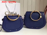 Chloe Nile Bracelet Bag in Navy Blue Smooth and Suede Calfskin Replica