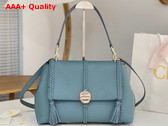 Chloe Penelope Medium Soft Shoulder Bag in Storm Blue Grained Calfskin with Leather Braids Replica