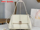 Chloe Penelope Medium Soft Shoulder Bag in White Grained Calfskin with Leather Braids Replica