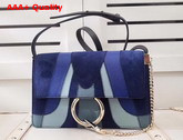 Chloe Small Faye Shoulder Bag in Navy Blue and Light Blue Grain Lambskin Smooth and Suede Calfskin Replica