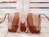 Chloe Small Faye Shoulder Bag in Nude and Brown Small Grain Lambskin Smooth and Suede Calfskin Replica