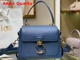 Chloe Small Tess Day Bag in Grained and Shiny Calfskin Blue Replica