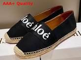 Chloe Woody Espadrilles Leather and Canvas Black Replica
