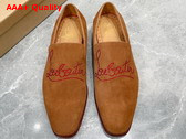Christian Louboutin Dandelion Strass Loafer in Brown Suede Replica