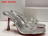 Christian Louboutin Degraqueen 85mm Mules in Silver PVC and Iridescent Nappa Leather Silver Replica