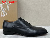 Christian Louboutin Greggo Lace Up Shoes in Black Patinated Calf Leather Replica