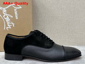 Christian Louboutin Greggo Lace Ups in Black Suede and Calf Leather Replica