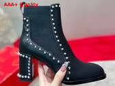 Christian Louboutin Out Line Spikes High Ankle Boot in Black Calf Leather Replica