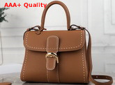 Delvaux Brillant MM Satchel in Brown Grain Leather with Hand Stitching Details Replica