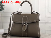Delvaux Brillant MM Satchel in Taupe Grain Leather with Hand Stitching Details Replica