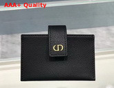 Dior 30 Montaigne 5 Gusset Card Holder Black Grained Calfskin Replica