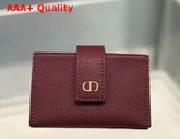 Dior 30 Montaigne 5 Gusset Card Holder Red Grained Calfskin Replica