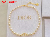 Dior 30 Montaigne Choker Gold Finish Metal and White Resin Pearls Replica