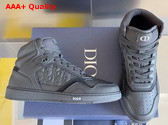 Dior B27 High Top Sneaker Black Smooth Calfskin with Black Dior Oblique Embossed Calfskin Replica