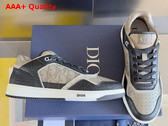 Dior B27 Low Top Sneaker Black Crocodile Embossed Calfskin and Grey Smooth Calfskin with Grey Dior Oblique Galaxy Leather Replica