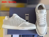 Dior B27 Low Top Sneaker Gray and White Smooth Calfskin with Gray Dior Oblique Embossed Calfskin Replica