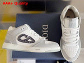 Dior B57 Mid Top Sneaker Gray and White Smooth Calfskin with Beige and Black Dior Oblique Jacquard Replica