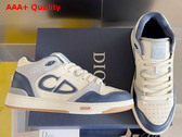 Dior B57 Mid Top Sneaker Navy Blue and Cream Smooth Calfskin with Gray Suede Replica