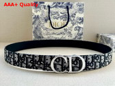 Dior CD Belt Buckle Reversible Belt Beige and Black Dior Oblique Jacquard and Black Grained Calfskin 35mm Replica