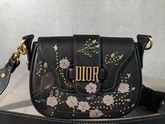 Dior D Fence Studded Saddle Bag in Black Calfskin For Sale
