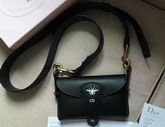 Dior D bee Mini Saddle Bag in Black Calfskin For Sale