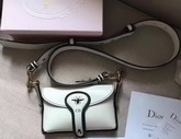 Dior D bee Mini Saddle Bag in White Calfskin For Sale