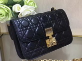 Dior Dioraddict Wallet On Chain Clutch in Black Lambskin with Cannage Motif For Sale