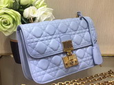 Dior Dioraddict Wallet On Chain Clutch in Light Blue Lambskin with Cannage Motif For Sale