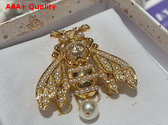 Dior Dream Brooch Gold Finish Metal and White Resin Pearls Replica