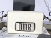 Dior Flap Bag with Slot Handclasp in Off White Calfskin Silver Tone Metal For Sale