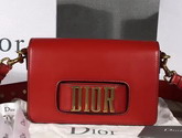 Dior Flap Bag with Slot Handclasp in Red Calfskin Aged Gold Tone Metal For Sale