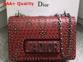 Dior Jadior Flap Bag in Red Studded Calfskin Replica