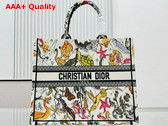 Dior Large Dior Book Tote White Multicolor Animaux Fantastiques Embroidery Replica