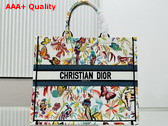 Dior Large Dior Book Tote White Multicolor Toile De Jouy Fantastica Embroidery Replica
