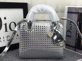 Dior Lily Bag Silver Tone Metallic Calfskin with Micro Cannage Motif for Sale