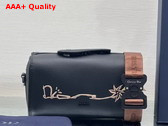 Dior Lingot 22 Cactus Jack Dior Bag Black Grained Calfskin with Embroidered Signature Replica
