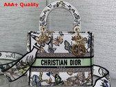 Dior Medium Lady D Lite Bag White Multicolor Toile De Jouy Mexico Embroidery Replica