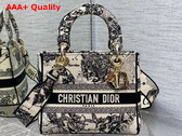 Dior Medium Lady D Lite Bag in Latte and Black Toile de Jouy Zodiac Embroidery Replica
