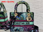 Dior Medium Lady D Llite Bag Blue Multicolor Toile de Jouy Voyage Embroidery Replica