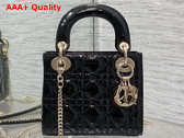 Dior Mini Lady Dior Bag in Black Patent Cannage Calfskin Replica
