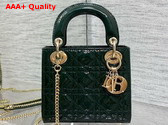 Dior Mini Lady Dior Bag in Pine Green Patent Cannage Calfskin Replica