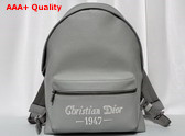 Dior Rider Backpack Dior Gray Grained Calfskin with Christian Dior 1947 Signature Replica