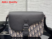 Dior Saddle Messenger Bag Beige and Black Dior Oblique Jacquard and Black Grained Calfskin Replica