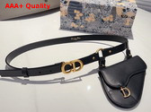 Dior Saddle Removable Pouch Belt Black Ultrasmooth Calfskin and Goatskin 20mm Replica