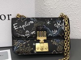Dior Small Dioraddict Flap Bag in Hand Painted Smooth Black Lambskin For Sale