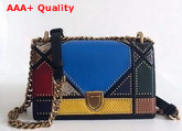Dior Small Diorama Bag in Multi Coloured Patchwork Leather with Studded Cannage Motif Replica