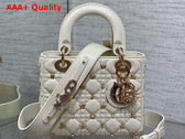 Dior Small Lady Dior My ABCdior Bag Latte Cannage Lambskin with Gold Finish Zodiac Sign Studs Replica